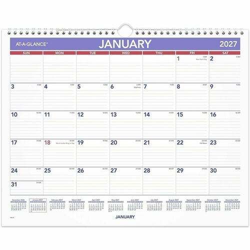 Monthly Wall Calendar, 1MPP, 12-Month, Jan-Dec, 15" x 12"