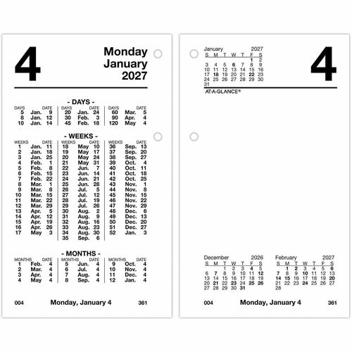 Financial Desk Refill, For 17-Style Bases, Jan-Dec, 3-1/2" x 6"