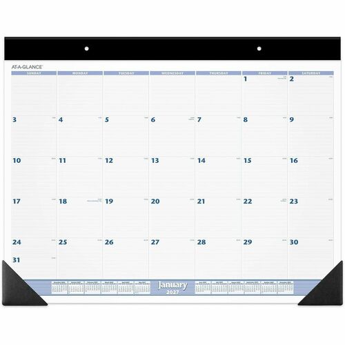 Desk Pad Calendar, Ruled Blocks, Jan-Dec, 24" x 19", Black Binding