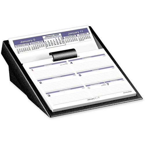Desk Calendar, With Base, 12 Months Jan-Dec, 5-5/8"x7", Black