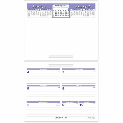 Weekly Calendar Refill, 12 Months Jan-Dec, 5-5/8"x7"