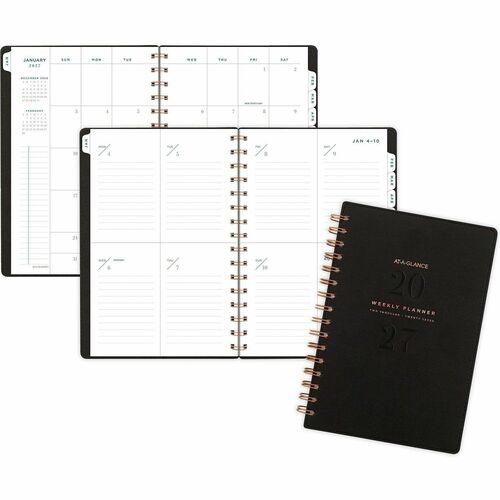Planner, Weekly/Monthly, 13-Month, Jan-Jan, 5-1/2"x8-1/2", Black