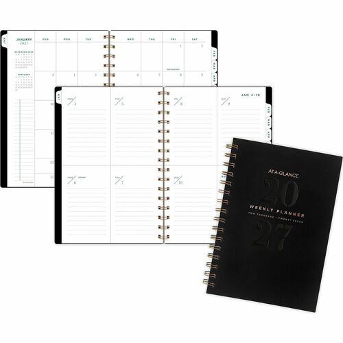 Planner, Weekly/Monthly, 12 Months, Jan-Dec, 5-1/2"x8-1/2", Page Size, Black