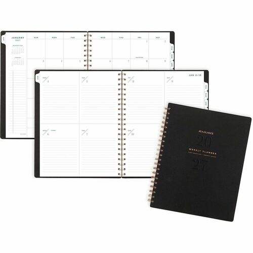 Planner, Signature, Weekly/Monthly, 12 Month, Jan-Dec, 8-1/2" x 11", Black