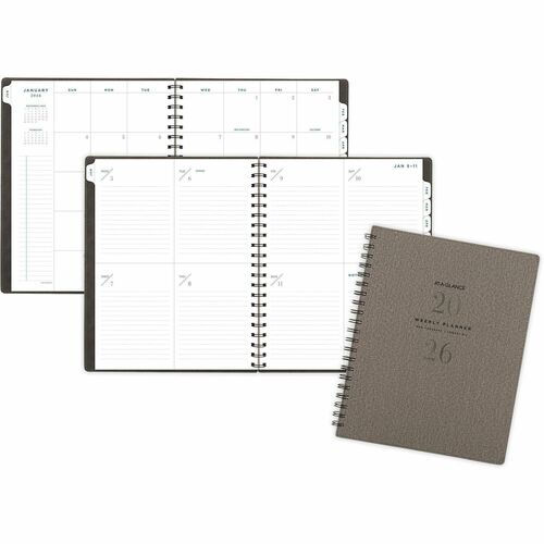 Planner, Signature, Weekly/Monthly, 12 Month, Jan-Dec, 8-1/2"x11", Gray