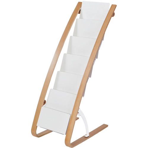 Literature Display, 6 ABS Slots, 13.4" x 19.7" x 36.6", White/Natural