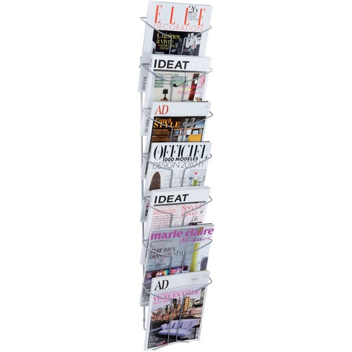Literature Display, 7-Compartment, 9.84"x5.11"x44", Gray