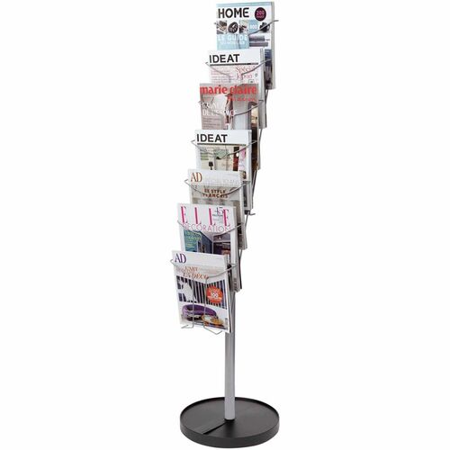 Literature Display, Floor, 7-Compartment, 15" x 59", Steel/Rust Black