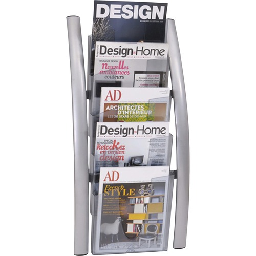 Wall Rack, For Literature, 5 Pocket, 4.33" x 12.99" x 27.56", Gray