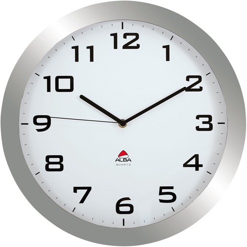 Clock, Wall, Plastic, 15" x 5.17", Silver