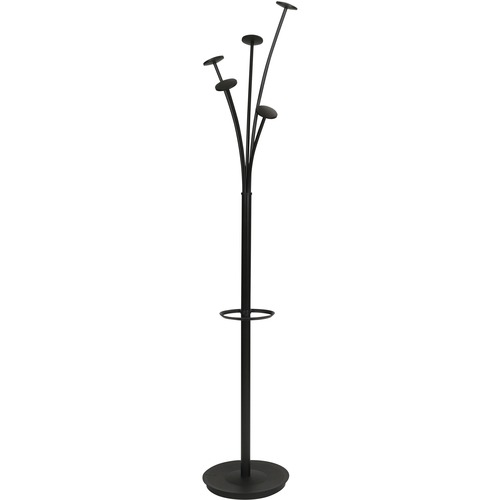 Coat Stand, With Umbrella Holder, 5 Hooks, 73" H, Black