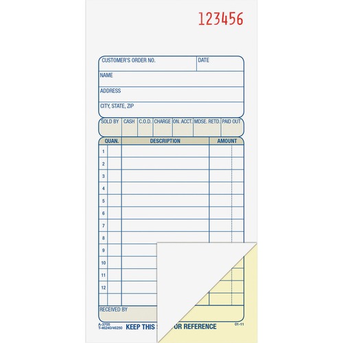 Sales Order Book, 2-Part, 3-11/16"x7-3/16"
