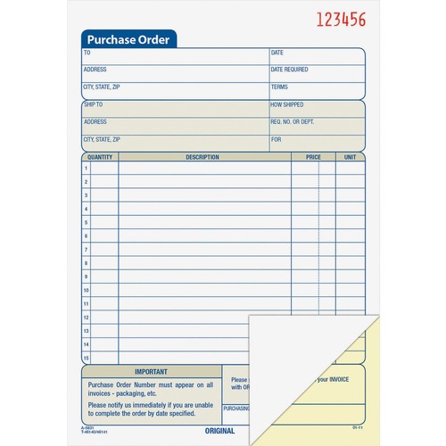 Purchasing Order Book, 2-Part, 5-9/16" x 8-7/16", 100 Sheet, BE/WE