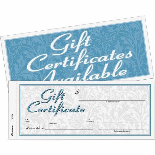Gift Certificates, 2-Part, Carbonless, 8-1/2"x3-4/10" 25/PK