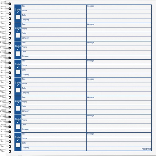 Voice Mail Log Book, 480 Messages, 8-1/2" x 8-1/4" 2/PK