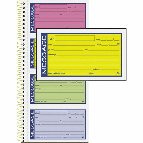 Phone Message Book, 5 1/4" x 11", 2-Part Carbonless, White/Canary