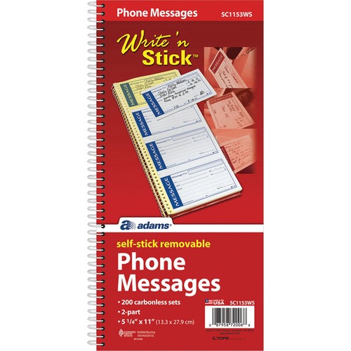 Message Book, Spiral Bound, Sticky Back Notes
