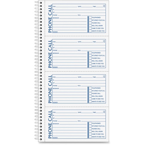 Phone Message Book, Spiral, 11" x 5-1/2", Multi