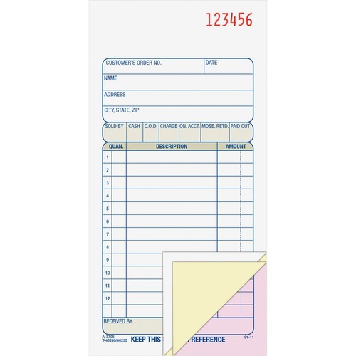 Sales Order Book, 3-Part, 3-11/16" x 7-3/16", BE/WE