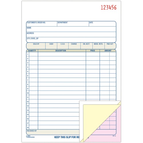 Sales Order Book, 3-Part, 5-9/16"x8-7/16", Be/We