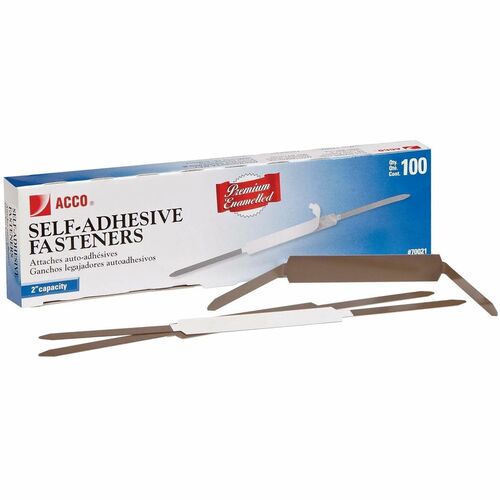 Self Adhesive Fasteners, 2-3/4" C-C, 2" Capacity, Silver 100/BX
