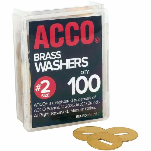 Washer, Size 2, F/Fastener Sizes 5-9, 15/32" Dia., Brass 100/BX