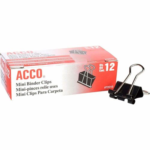 Binder Clips, Mini, 1/2" Wide, 1/4" Capacity, BKSR 12/DZ