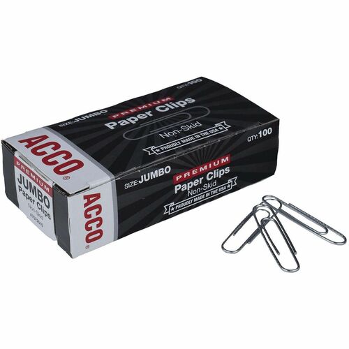 Gem Clips, Jumbo, Non-Skid, .045 Wire Gauge, Sr, 100/BX Per Pack 10/PK