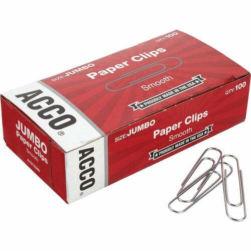 100 Paper Clips, Jumbo, .041 Gauge, Silver 10/PK