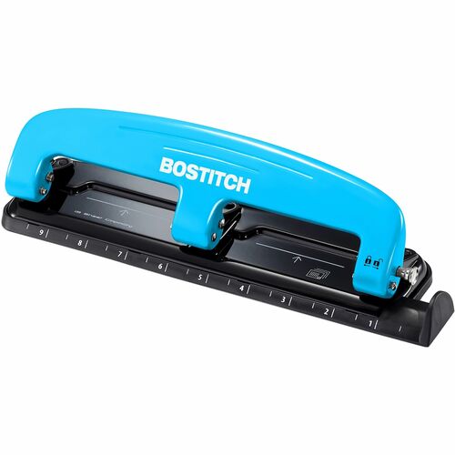 3-Hole Punch, With Ruler, 12 Sheet Capacity, Blue/Black