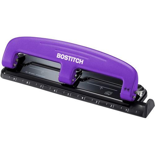 3-Hole Punch, With Ruler, 12 Sheet Capacity, Purple/Black