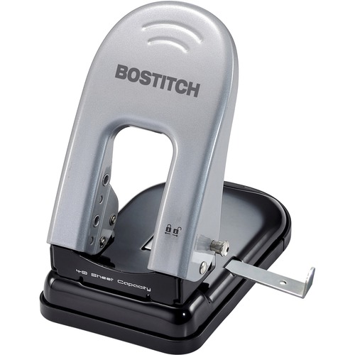 2-Hole Punch, Traditional, 9/32", 40 Sheet Capacity, Black/Silver