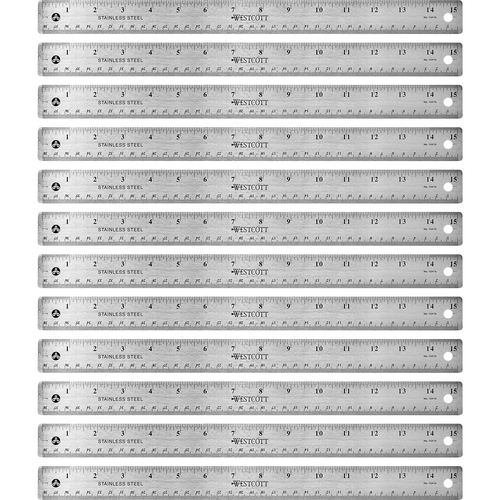 Rulers, 15" L, Stainless Steel, Nonslip Cork Back, SR 12/BX