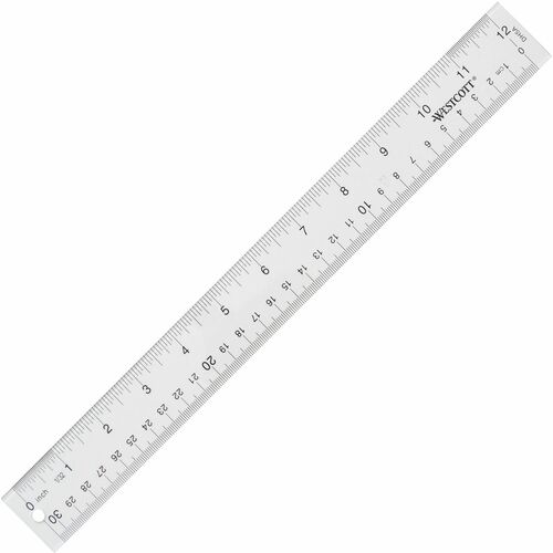 Plastic Ruler, Acrylic, 12" Long, Clear