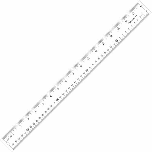 Plastic Ruler, Acrylic, 18" Long, Clear