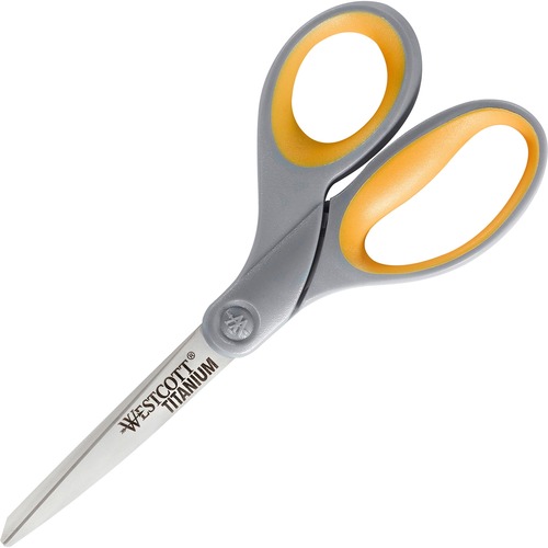 Scissors, Straight Handles, Titanium Bonded, 8", Gray/Yellow