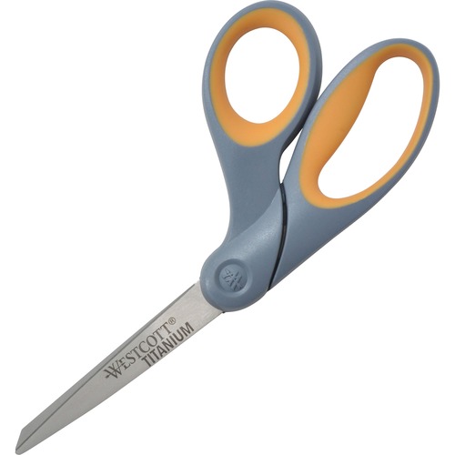Bent Scissors, Titanium Bonded Shears, 8", Gray/Yellow