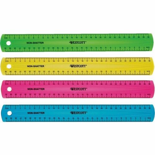 Ruler, Non-Shatter, Antimicrobial, Transparent, 12 Inch, AST
