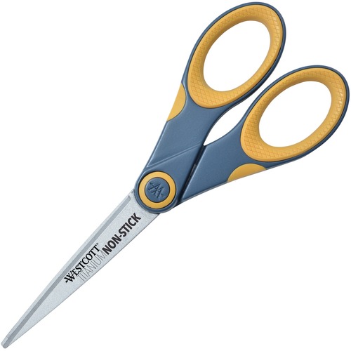 Scissors, Titanium Bonded, 7" L, Straight, Gray/Yellow