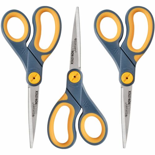 Scissors, Titanium Bonded, 8" Straight, Gray/Yellow 3/PK