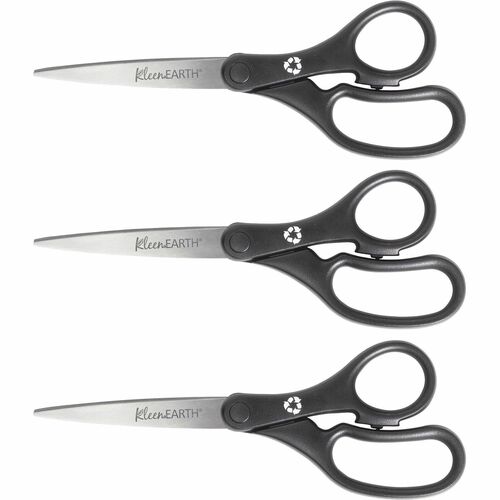 Recycled Basic Scissors, Straight, 8", Black 3/PK