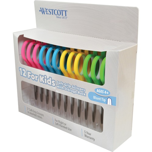 Junior Scissors, Blunt Tip, 5" Full, STST/Ast 12/PK