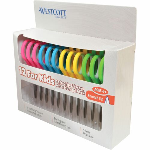 Junior Scissors, Pointed Tip, 5" Full, STST/AST 12/PK
