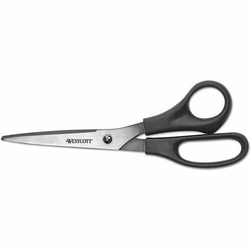 Scissors, All-Purpose, Straight, Stainless Steel, 8", Black 3/PK