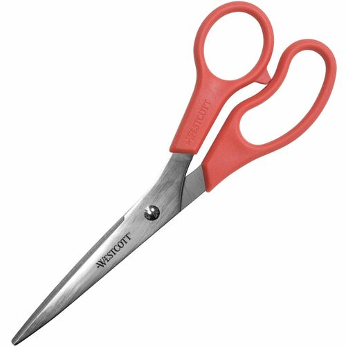 Scissors, Stainless Steel Blades 8", Straight, Red Handle
