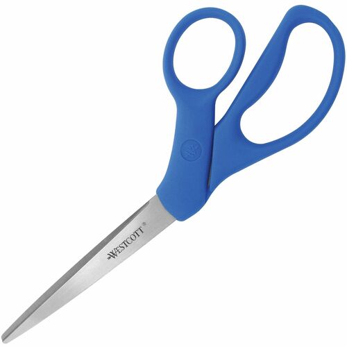 All Purpose Scissors, Bent, 8" L, Blue Handle
