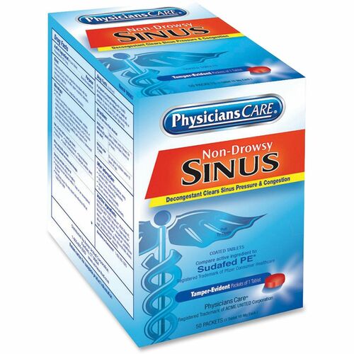 Sinus Medication Tablets, Single Dose Packs 50/BX