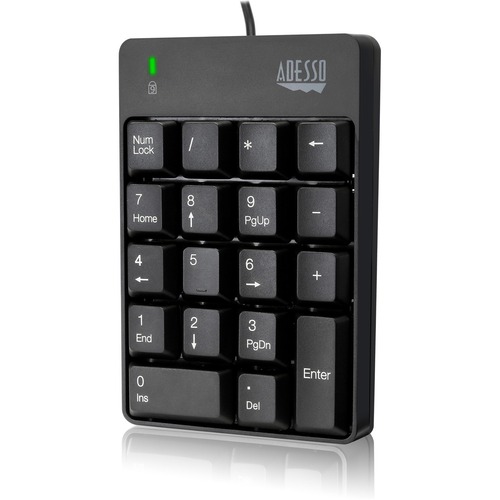 Keypad, Numeric, Compact, 18 Key, Wired, 3.25" x 0.7" x 5", Black