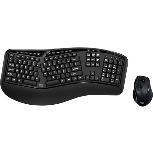 Keyboard, With Mouse, Wireless, Optical, 2.4 GHz, 20.5"x1.5"x9.3", Black