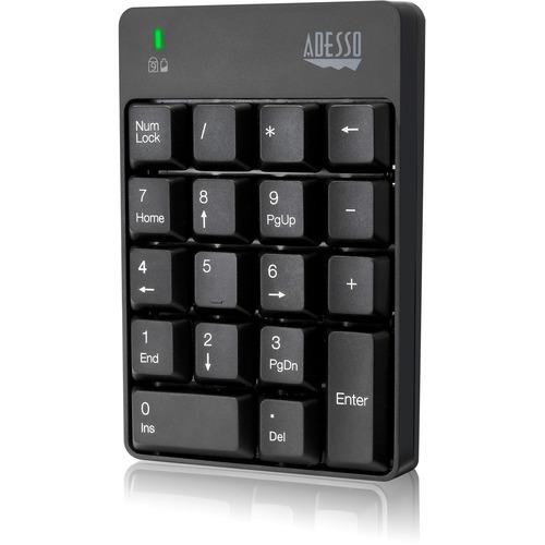 Keypad, Numeric, Wireless, 18 Key, 2.4 Gigahertz, Compact, 4.8"x7"x1.2", Black